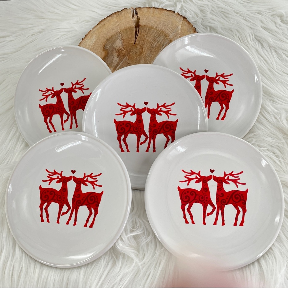Festive Red Reindeer Plates